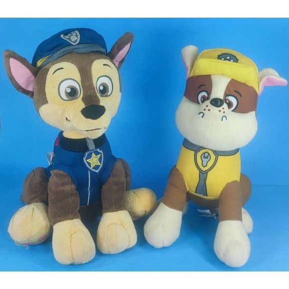 10" Paw Patrol Plush Stuffed Animal Toy Set: Chase, Rubble - Picture 2 of 3